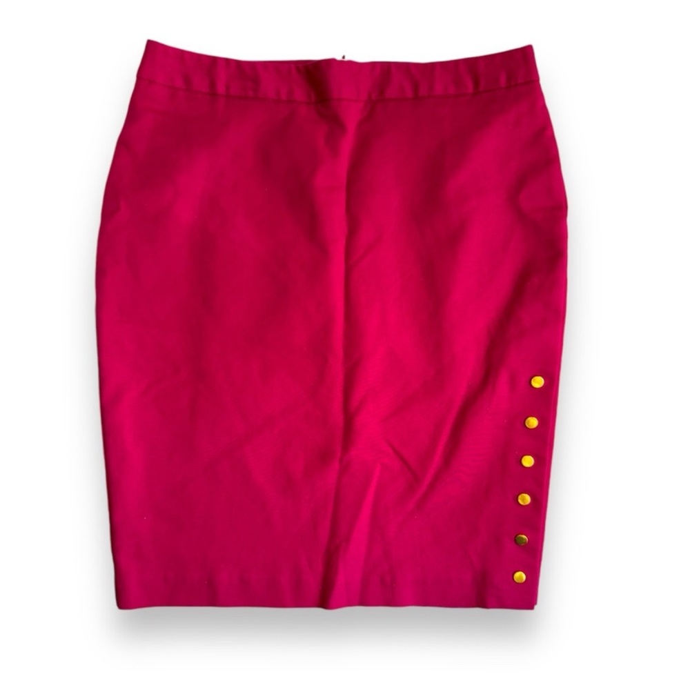 Worthington Pink Skirt Gold Snap Button Slit 10P Magenta Petite - Picture 2 of 11
